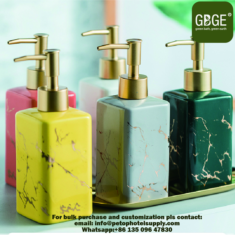 Marbling Yellow Hand Wash Refillable Soap Dispenser | Petop Hotel Supply